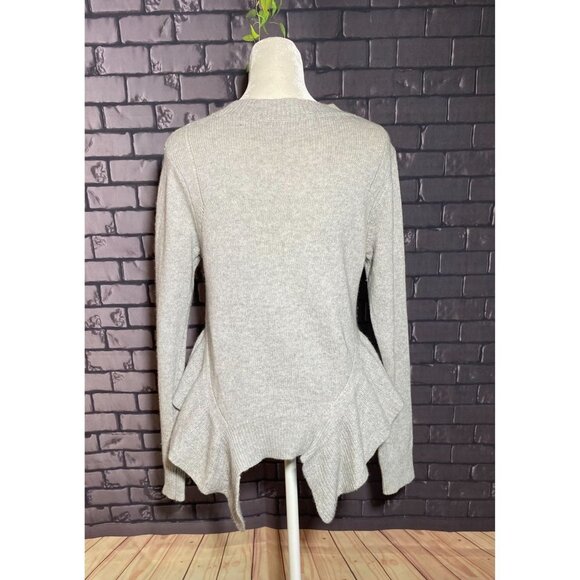 Silvia Novelli Wool Cashmere Blend Dove Gray Peplum Sweater S - Picture 2 of 5